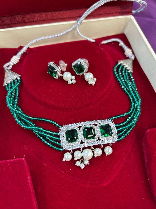AD choker set : necklace - Kurti Connection USA