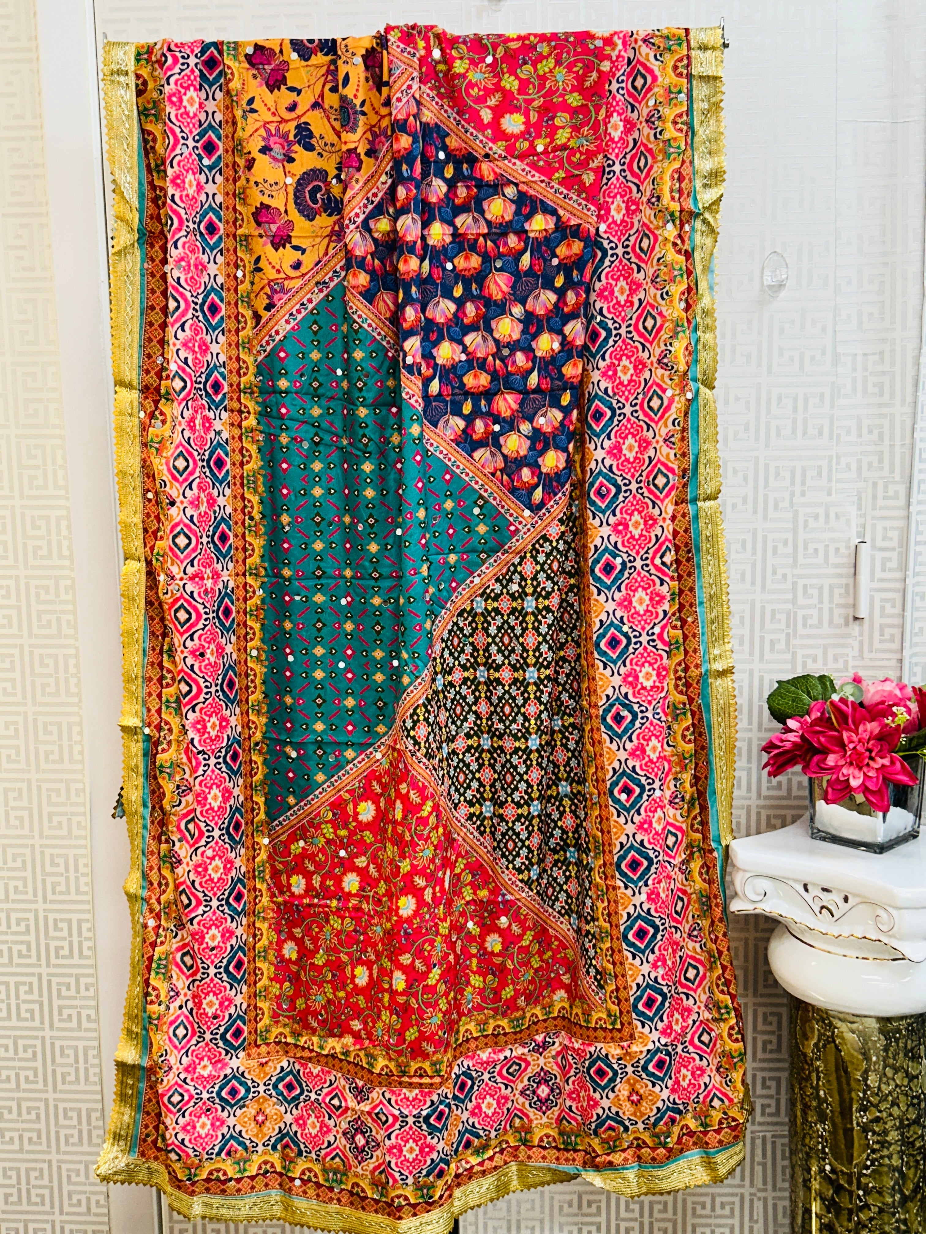 Mirror work Pakistani dupatta by Kurti Connection USA