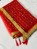 Red net dupatta