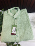 Light green : cotton chikankari kurta pajama set - Kurti Connection USA