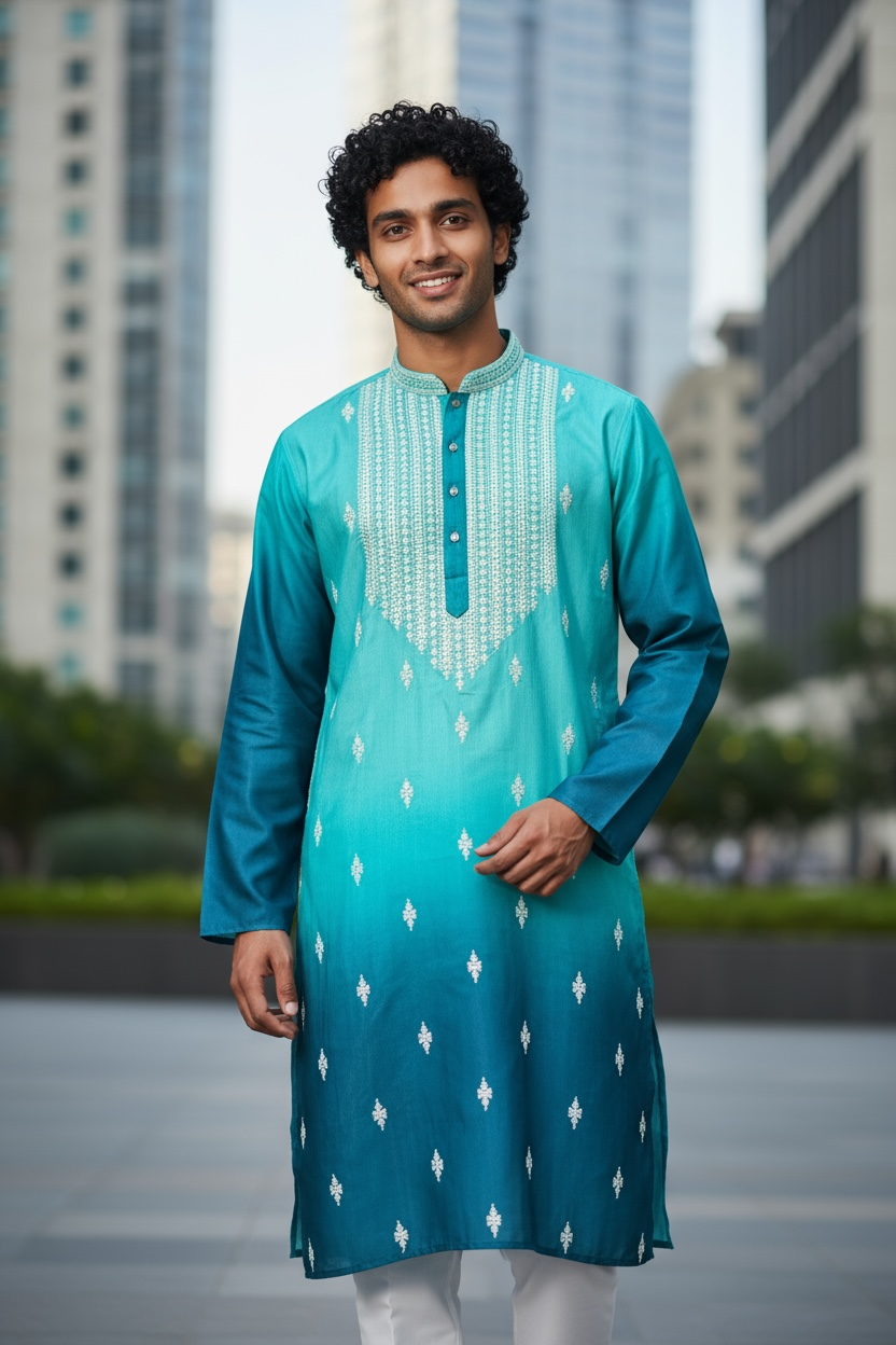 Silk kurta pajama set by Kurti Connection USA