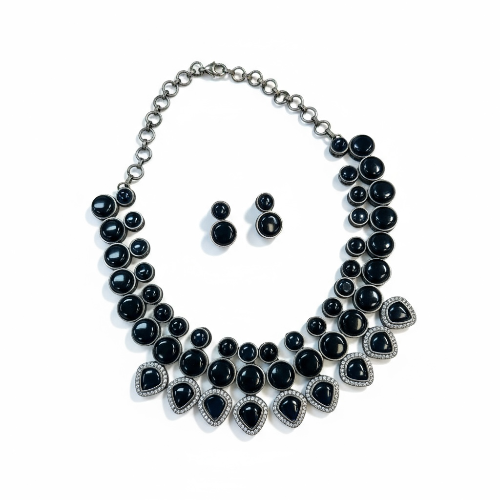 Dark blue necklace set by Kurti Connection USA