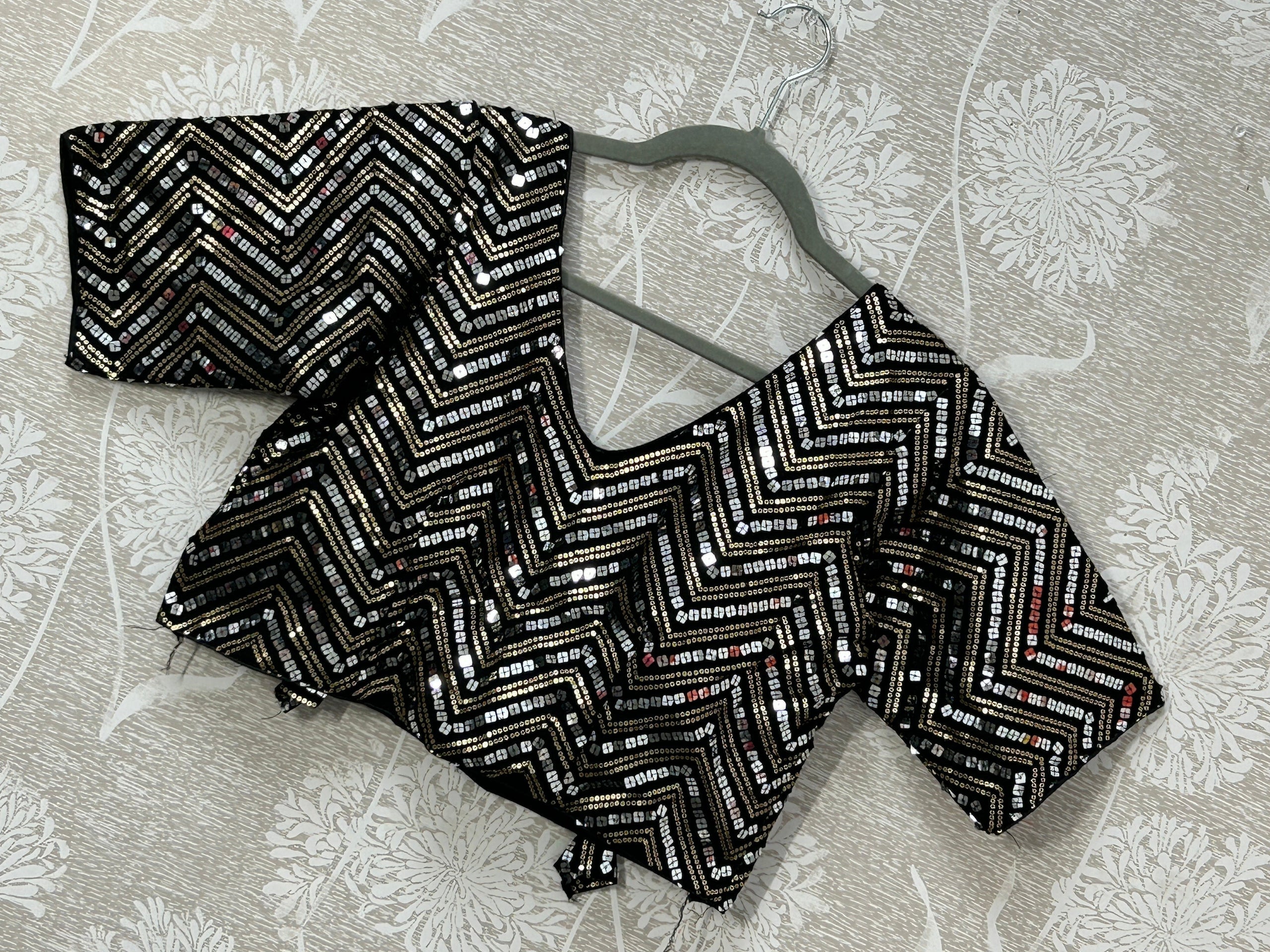 Black sequin blouse by Kurti Connection USA