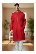 Red kurta set by Kurti Connection USA