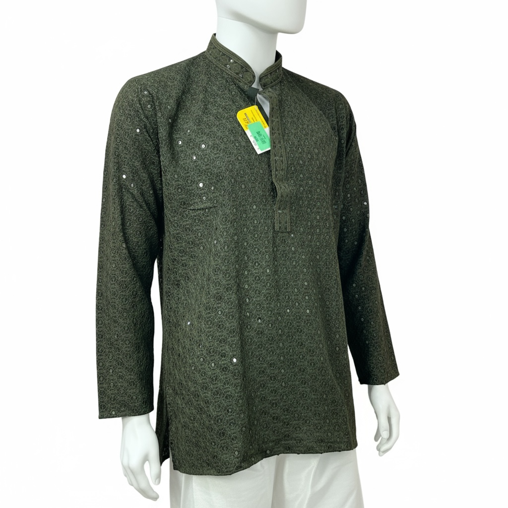 Dark green short kurta by Kurti Connection USA