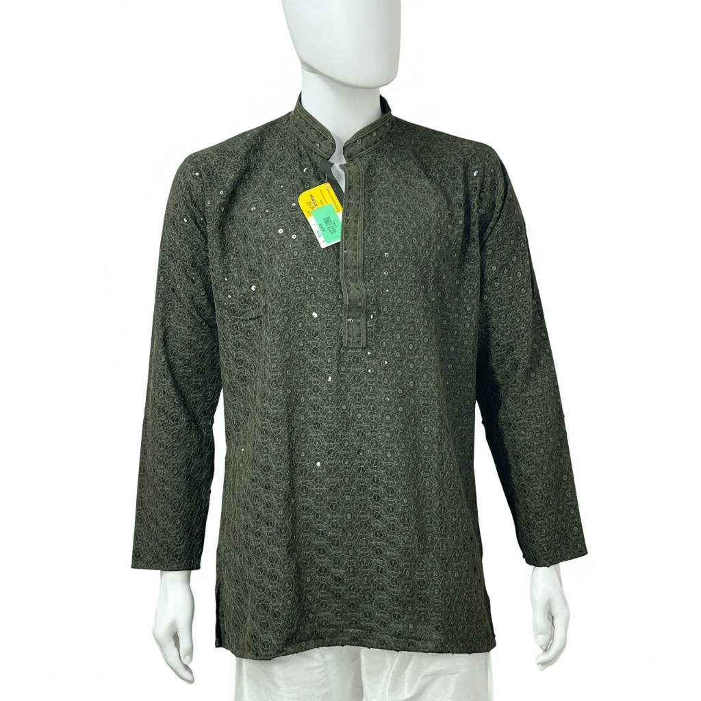 Dark green short kurta by Kurti Connection USA