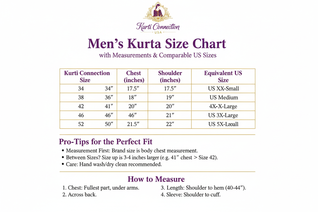 Men's Kurta Size Chart