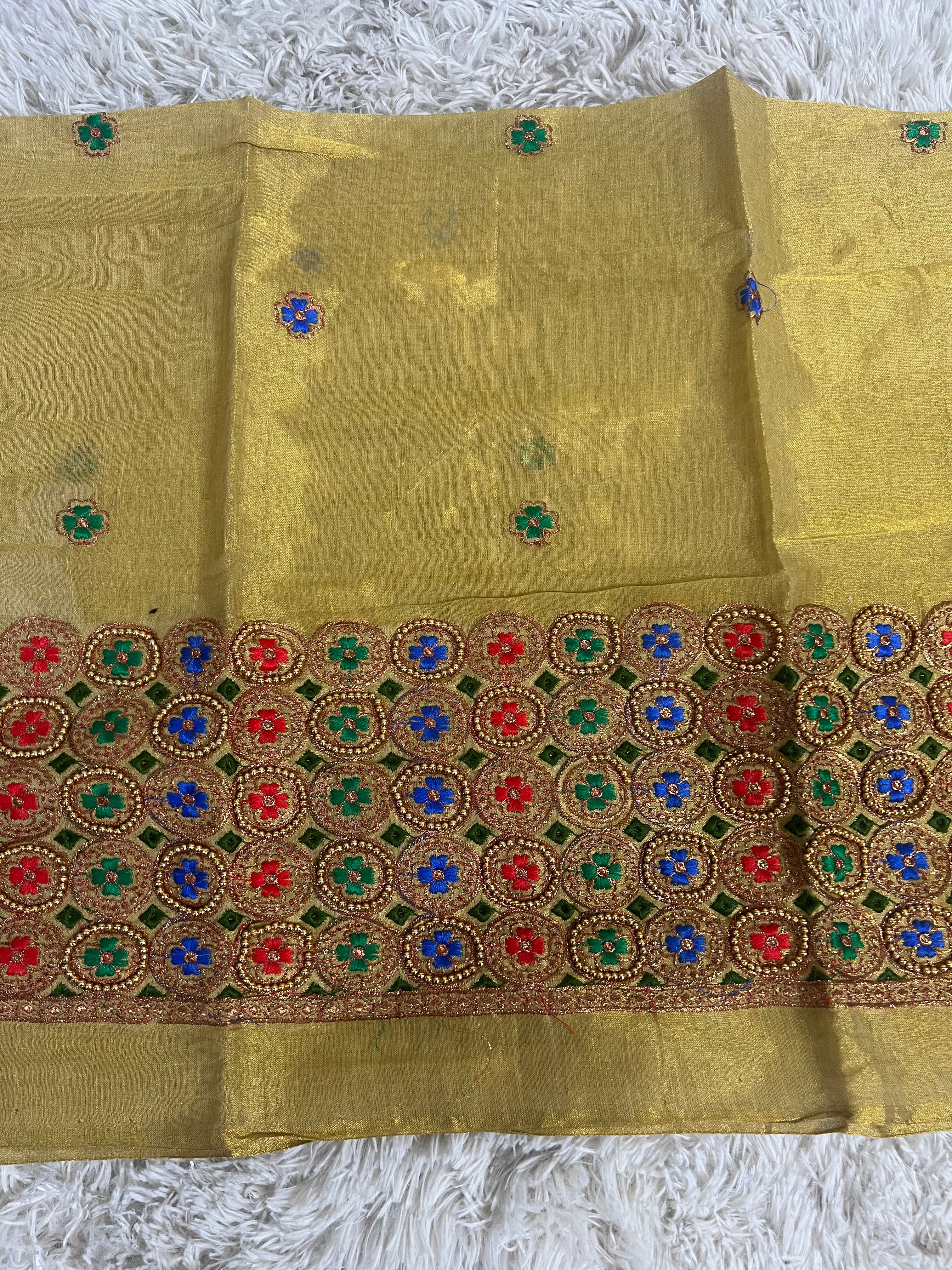 Blouse piece with embroidery work / cut piece 1 meter by Kurti Connection USA