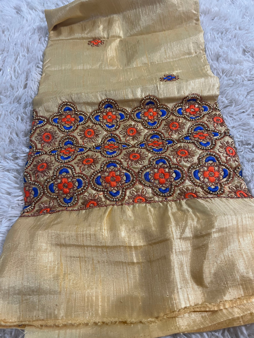 Blouse piece with embroidery work / cut piece 1 meter by Kurti Connection USA