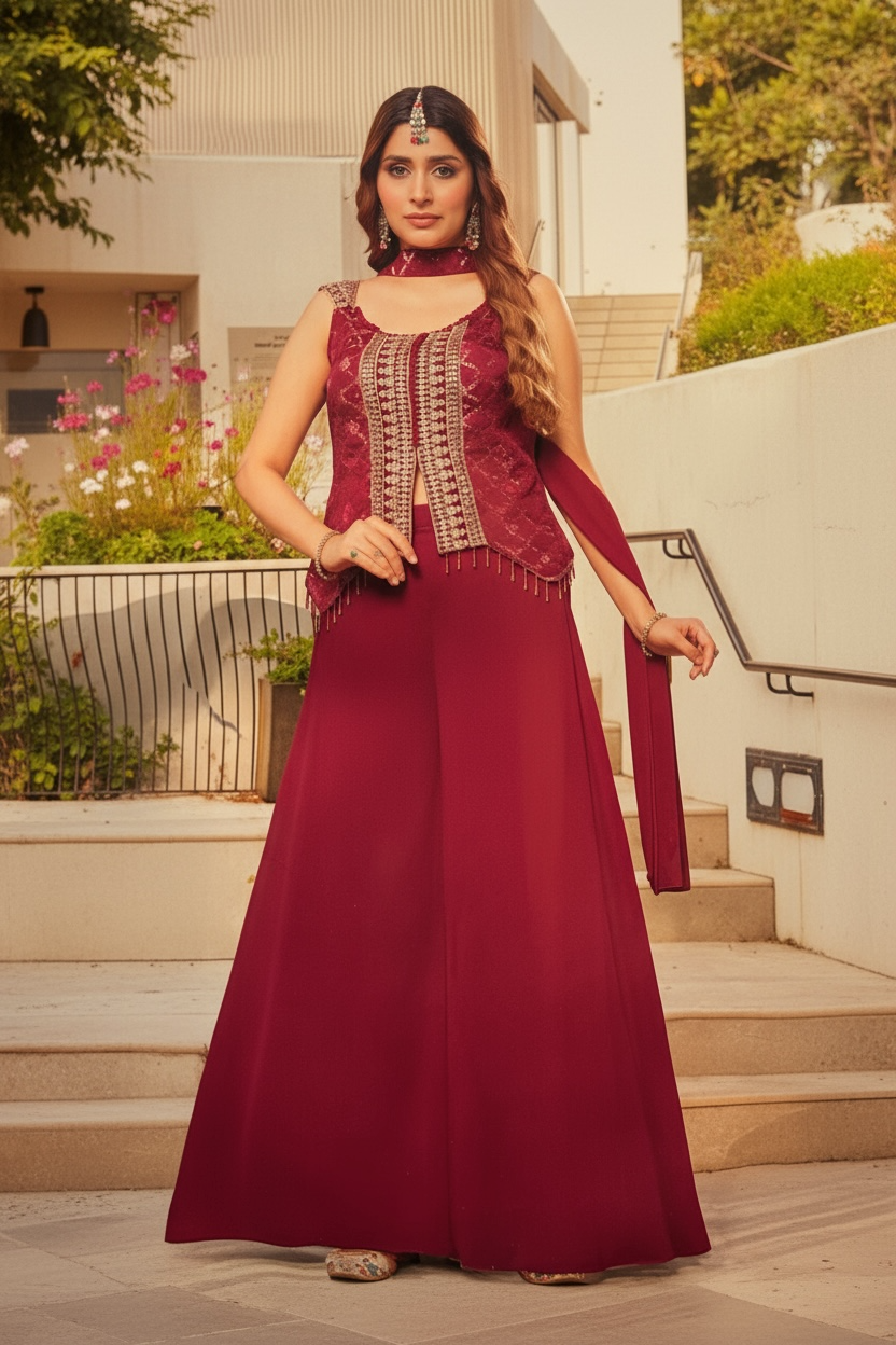 Banarasi silk sharara suit by Kurti Connection USA