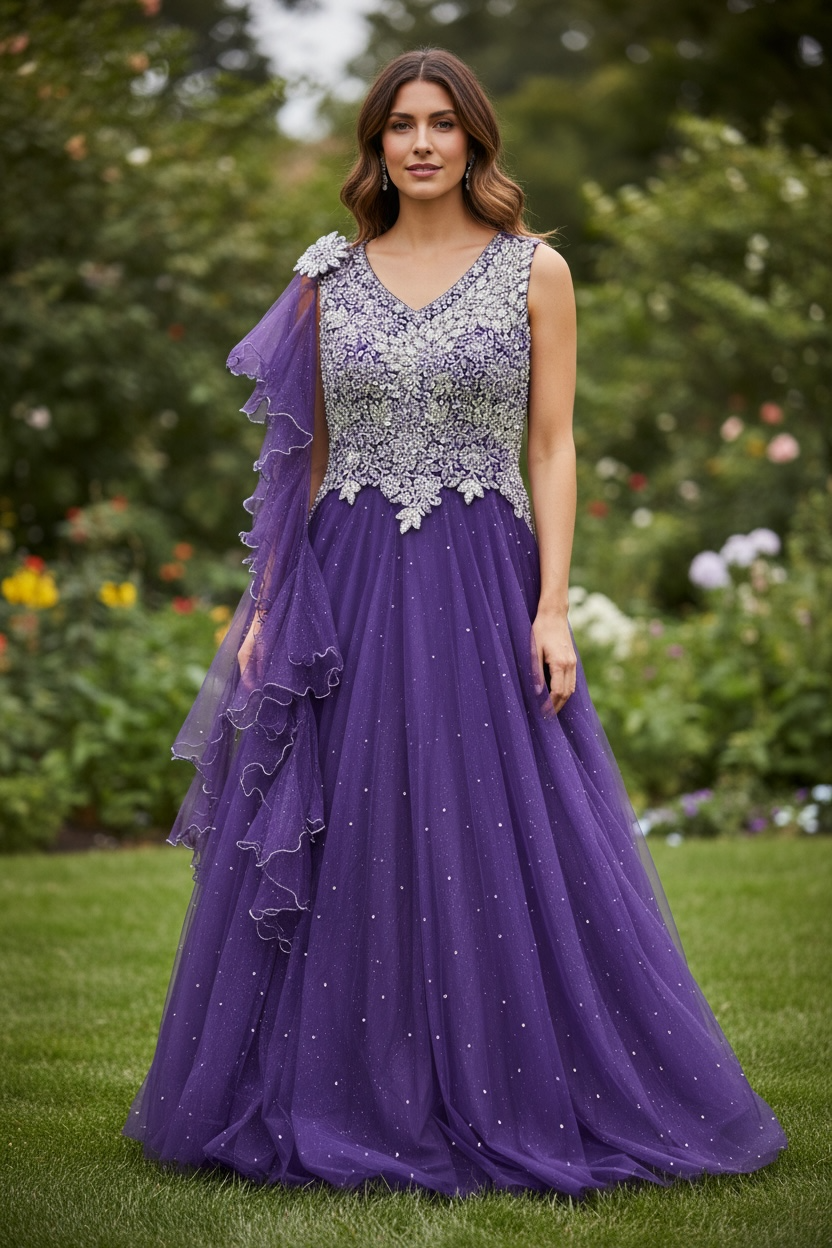 Party wear long down by Kurti Connection USA