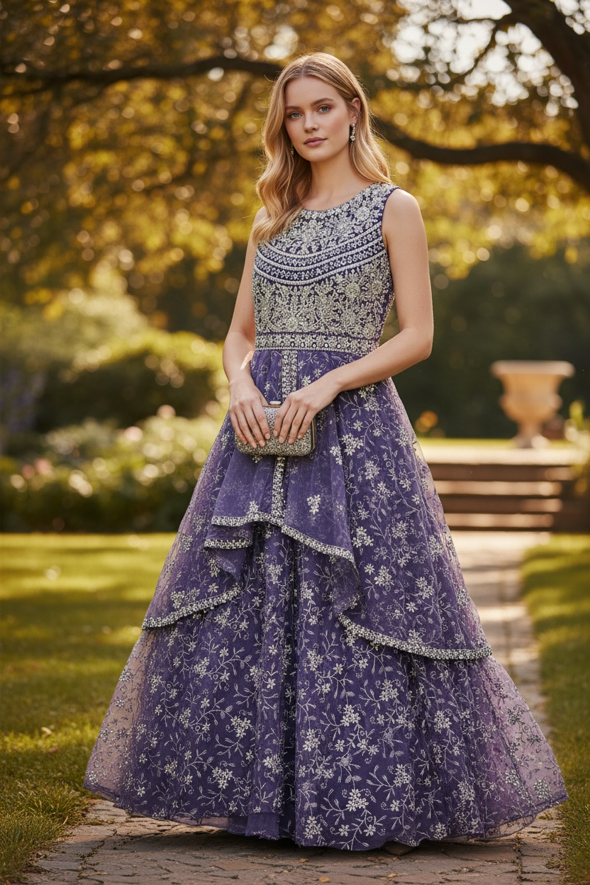 Party wear long dress by Kurti Connection USA