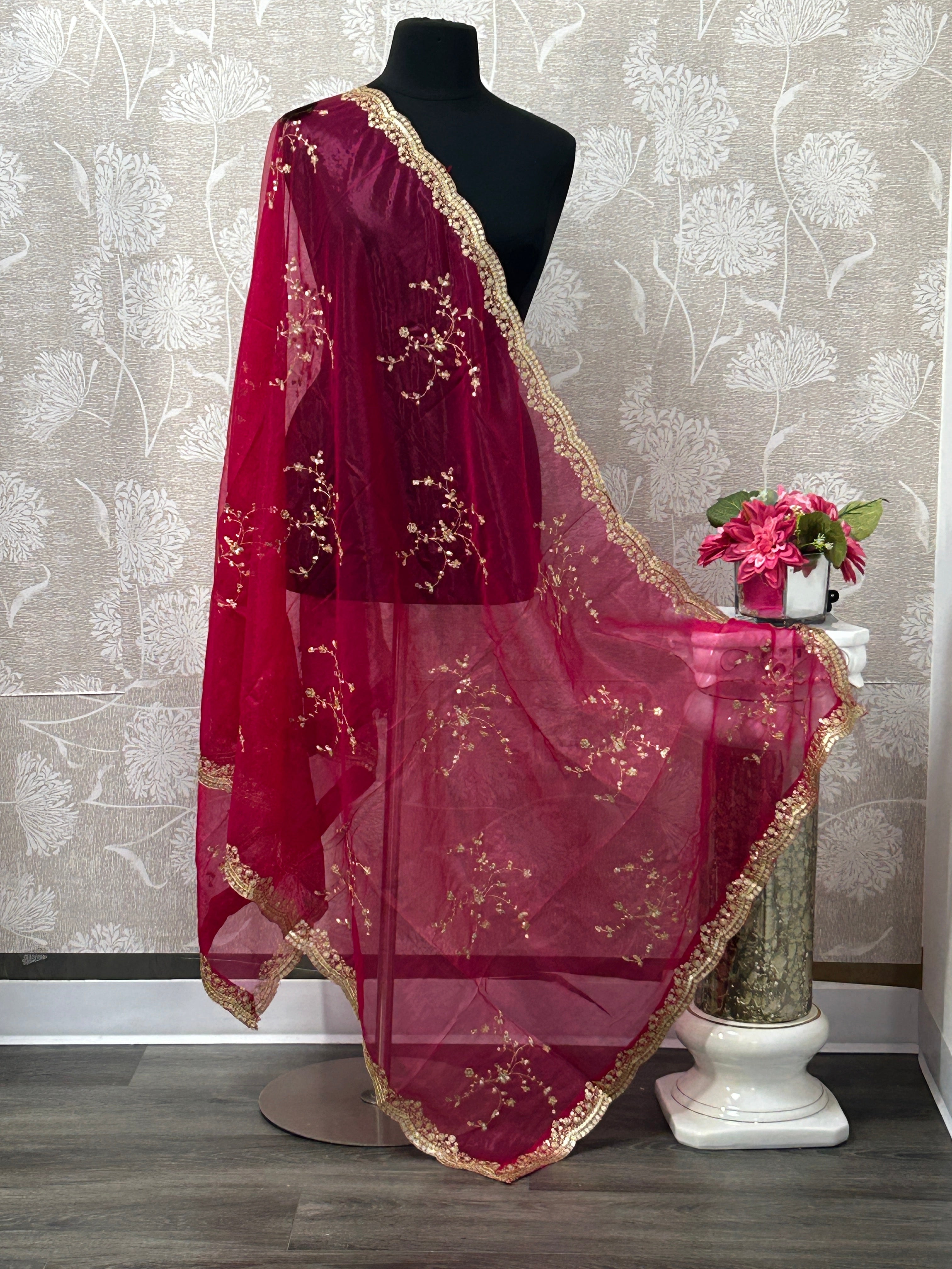 Heavy work dupatta by Kurti Connection USA