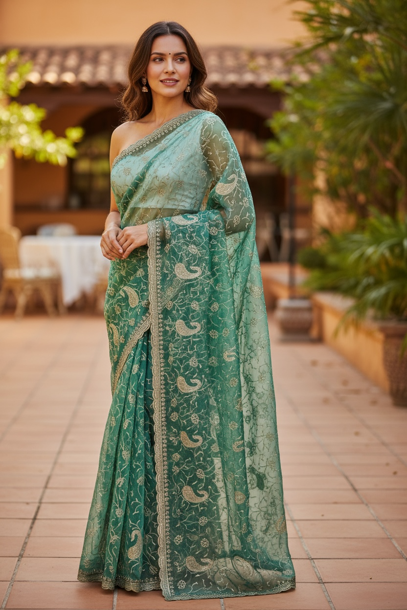 Lightweight tissue silk saree by Kurti Connection USA