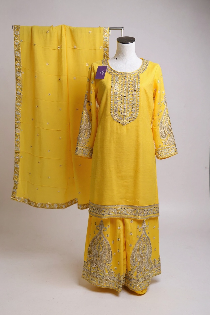 Chiffon silk sharara set by Kurti Connection USA