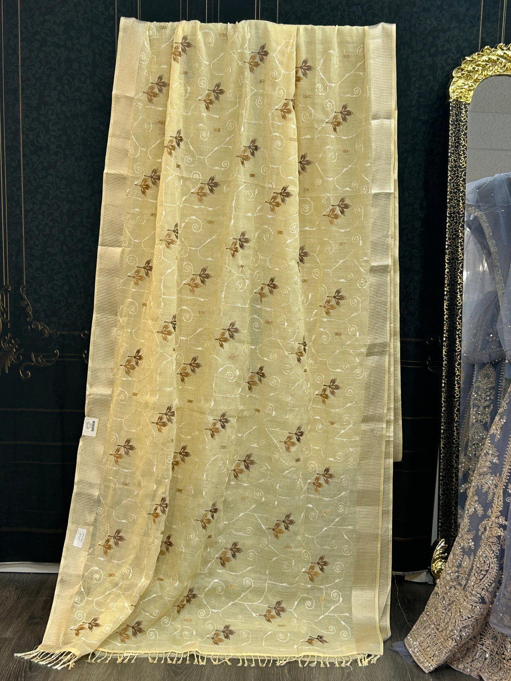 Linen cotton saree by Kurti Connection USA