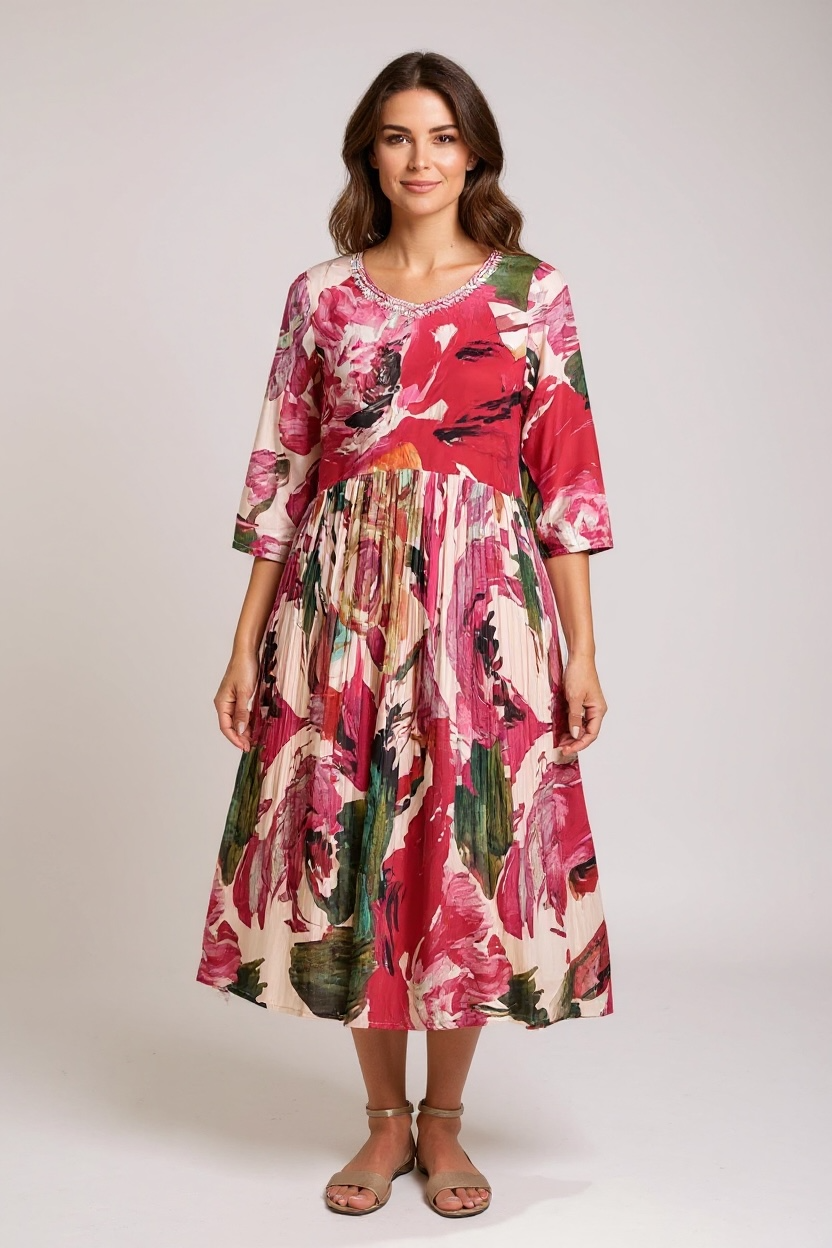 Printed silk kurti by Kurti Connection USA