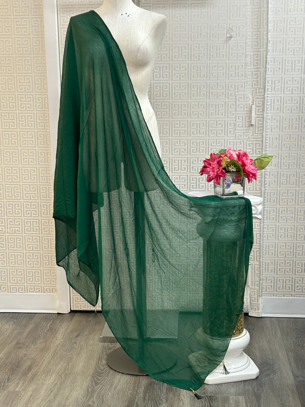 Green chiffon dupatta by Kurti Connection USA