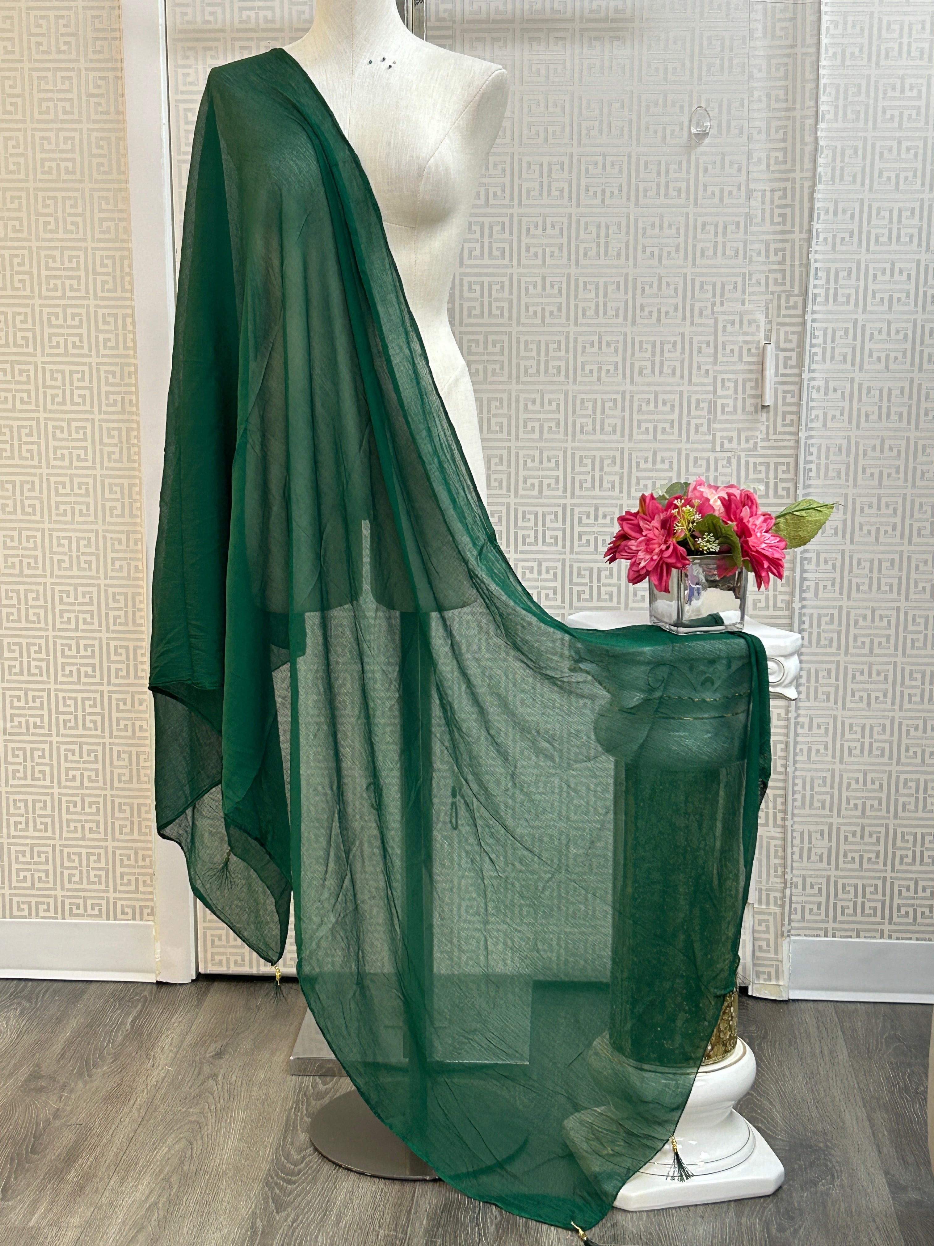 Green chiffon dupatta by Kurti Connection USA