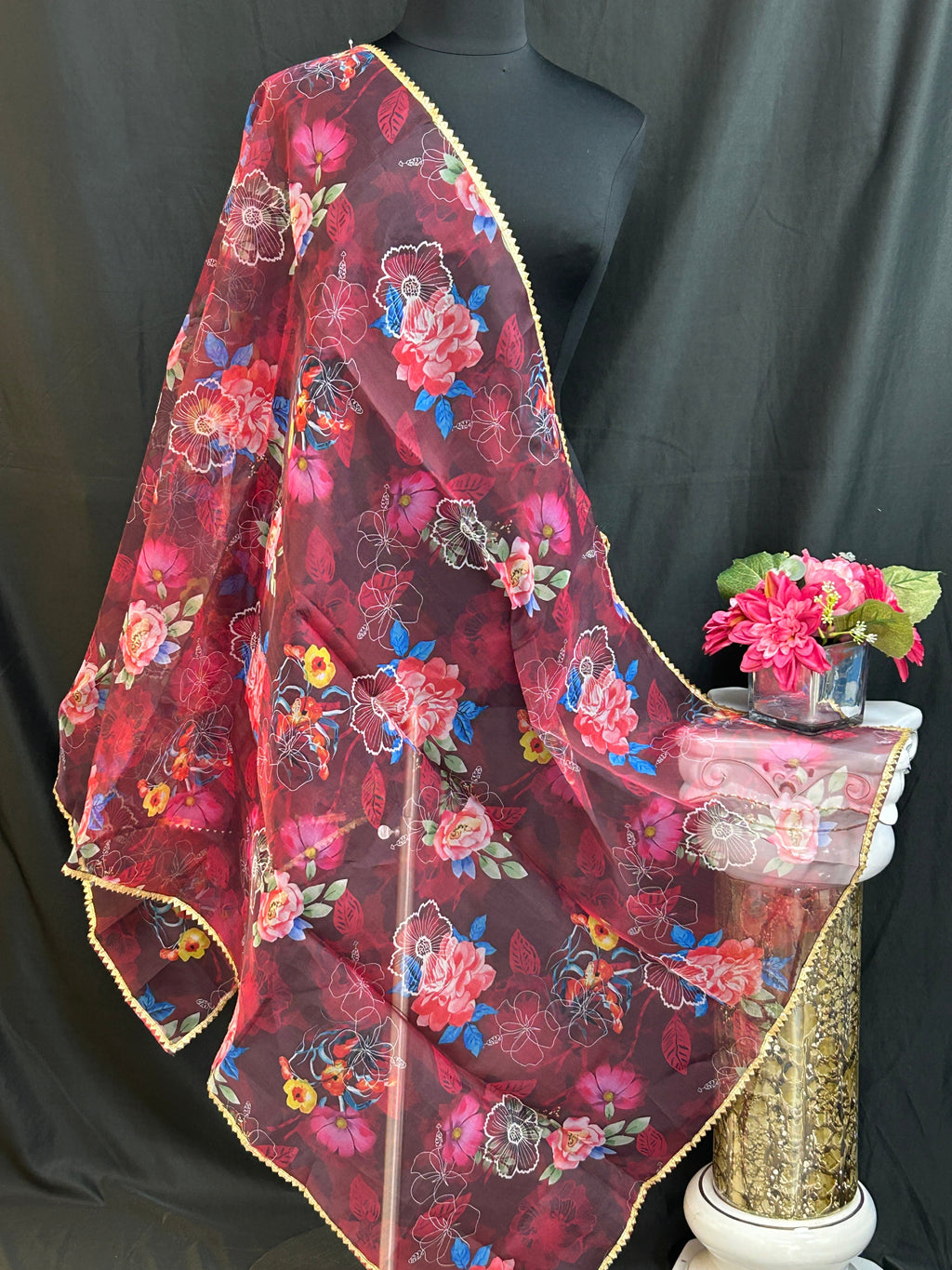 Digital print organza dupatta by Kurti Connection USA