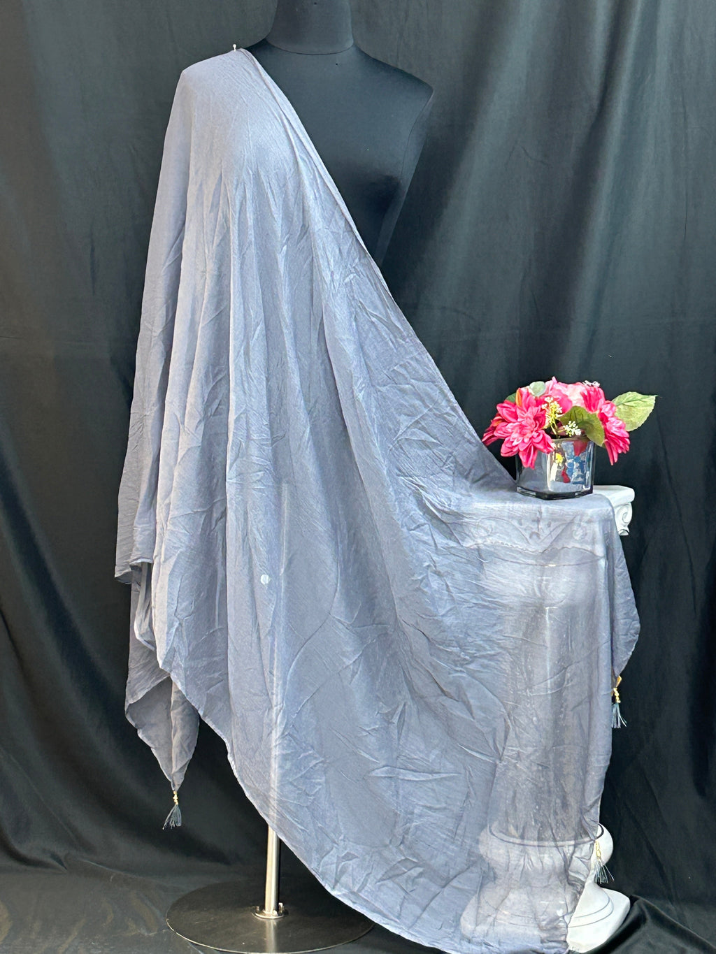 Grey chiffon dupatta by Kurti Connection USA