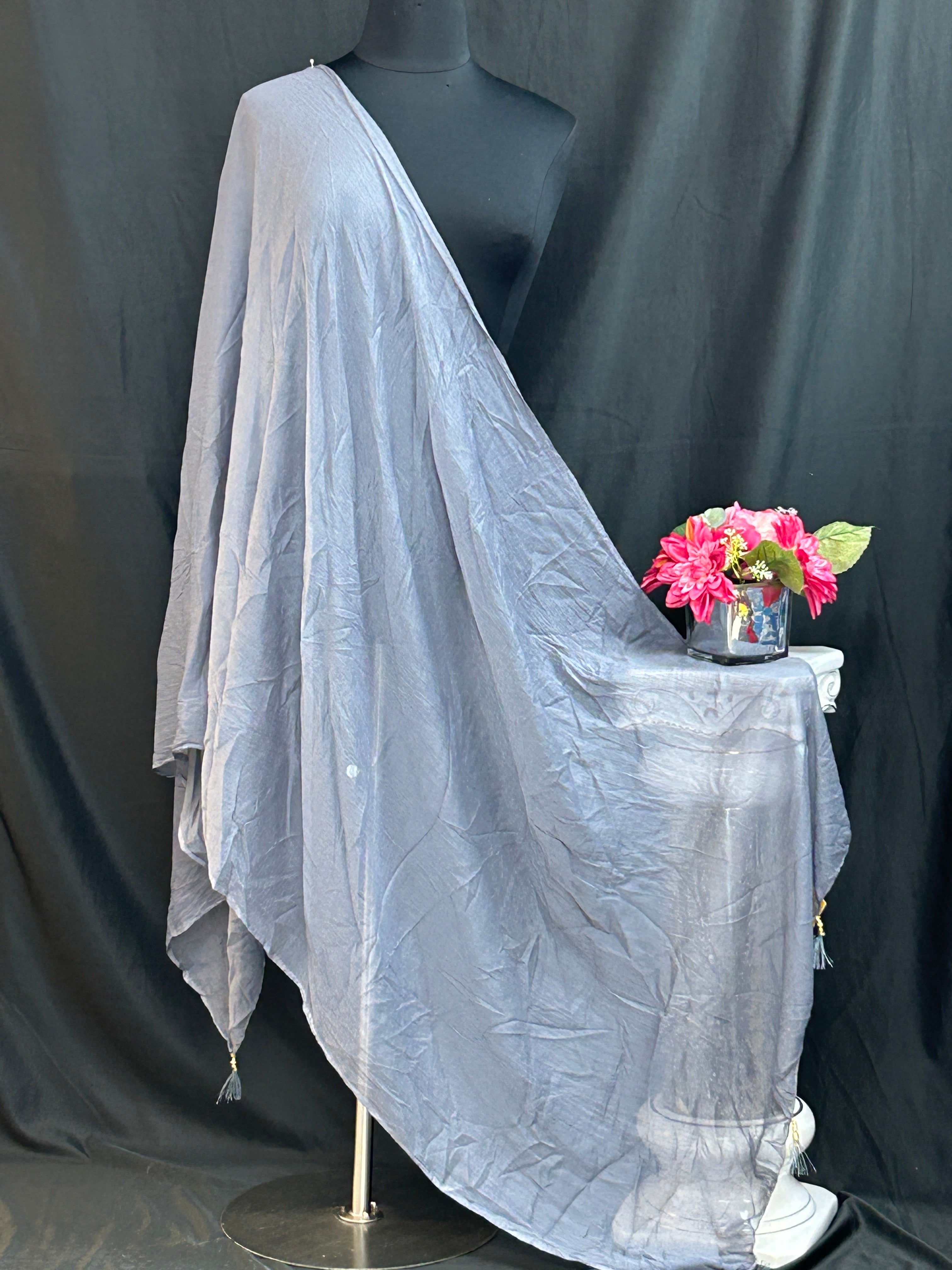 Grey chiffon dupatta by Kurti Connection USA