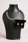 Lightweight silver look necklace set : AD STONE by Kurti Connection USA