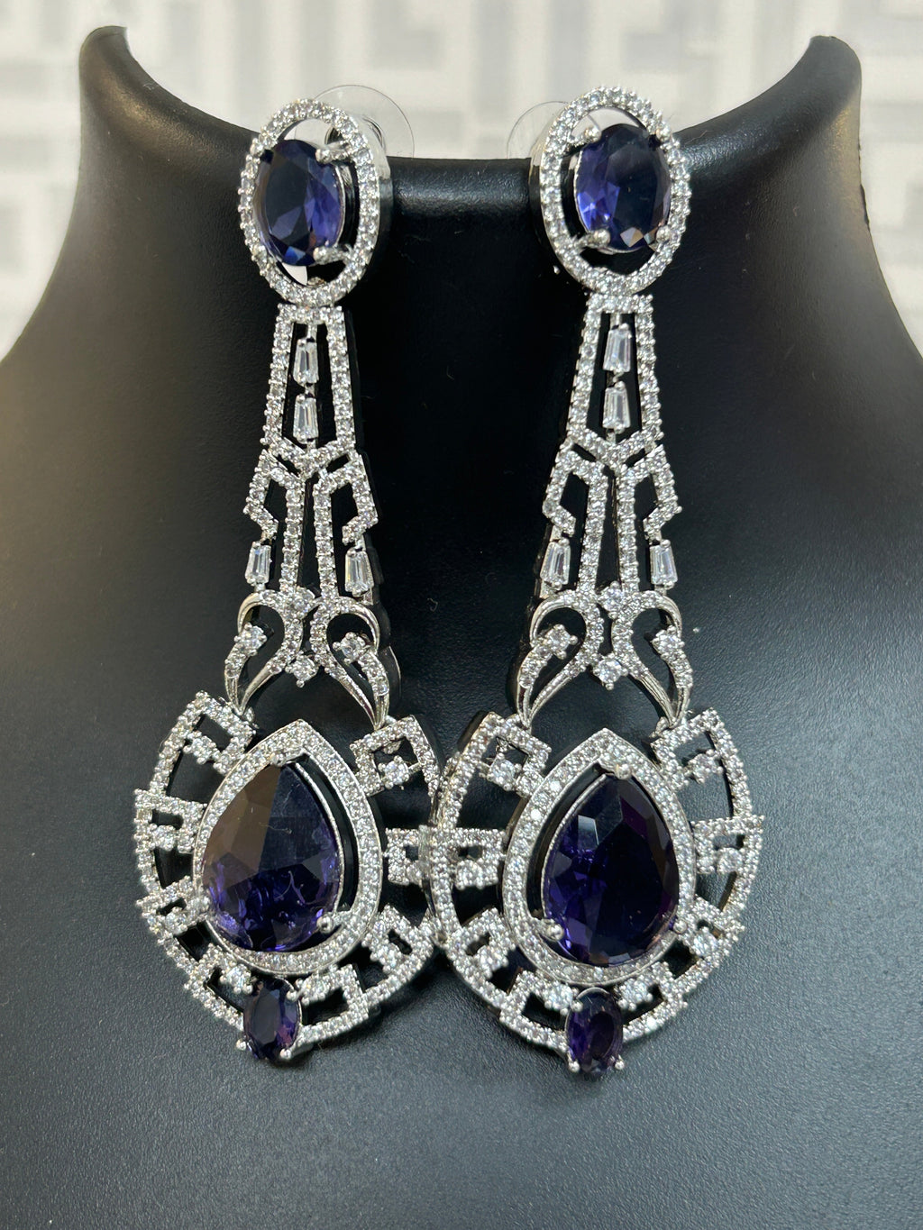 Purple long earrings : clearance by Kurti Connection USA