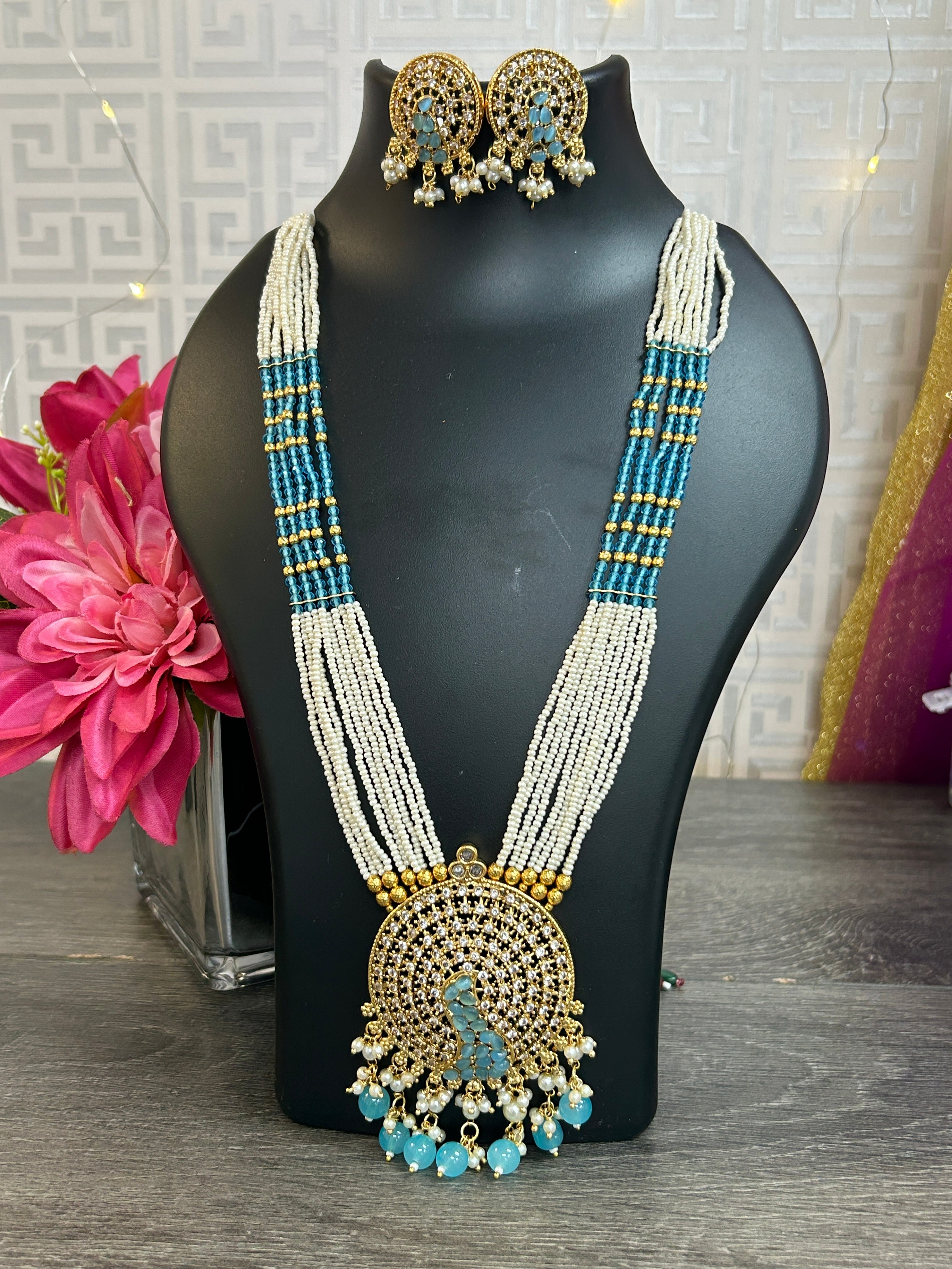 Light blue necklace set by Kurti Connection USA