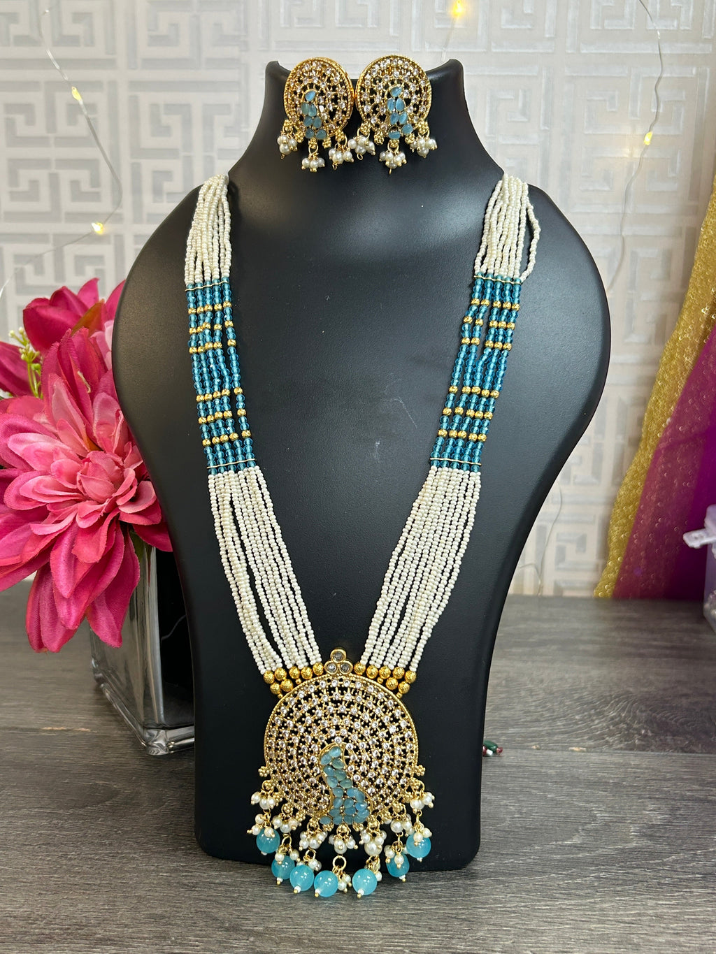 Light blue necklace set by Kurti Connection USA