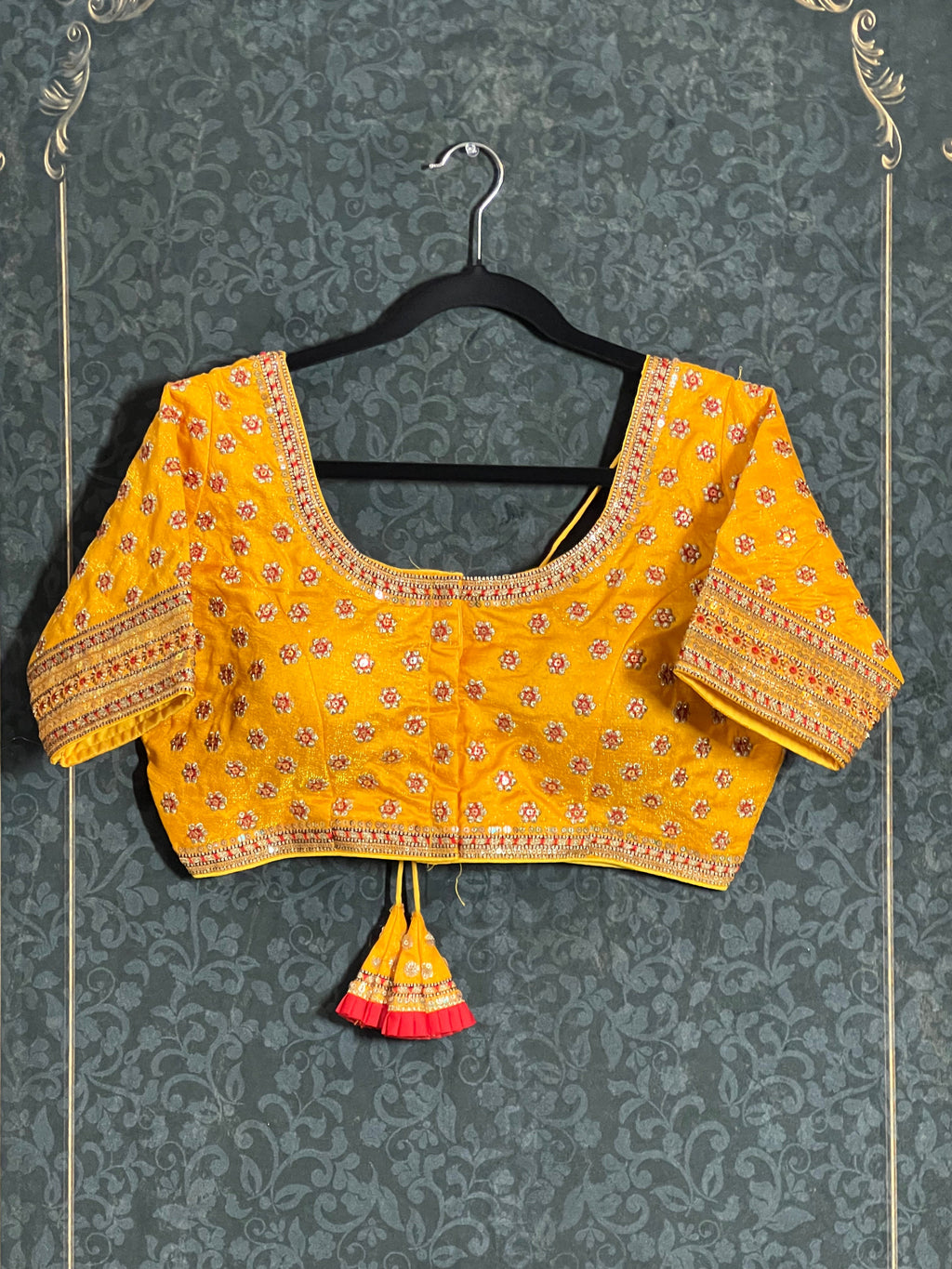 Yellow embroidered blouse / front hook blouse by Kurti Connection USA