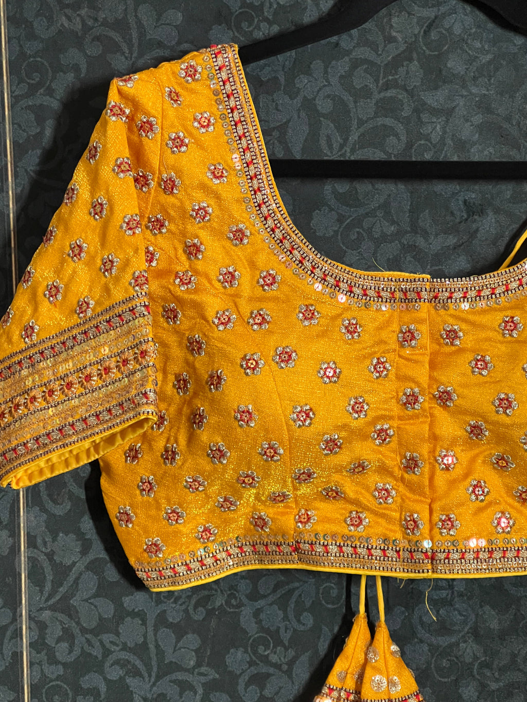 Yellow embroidered blouse / front hook blouse by Kurti Connection USA