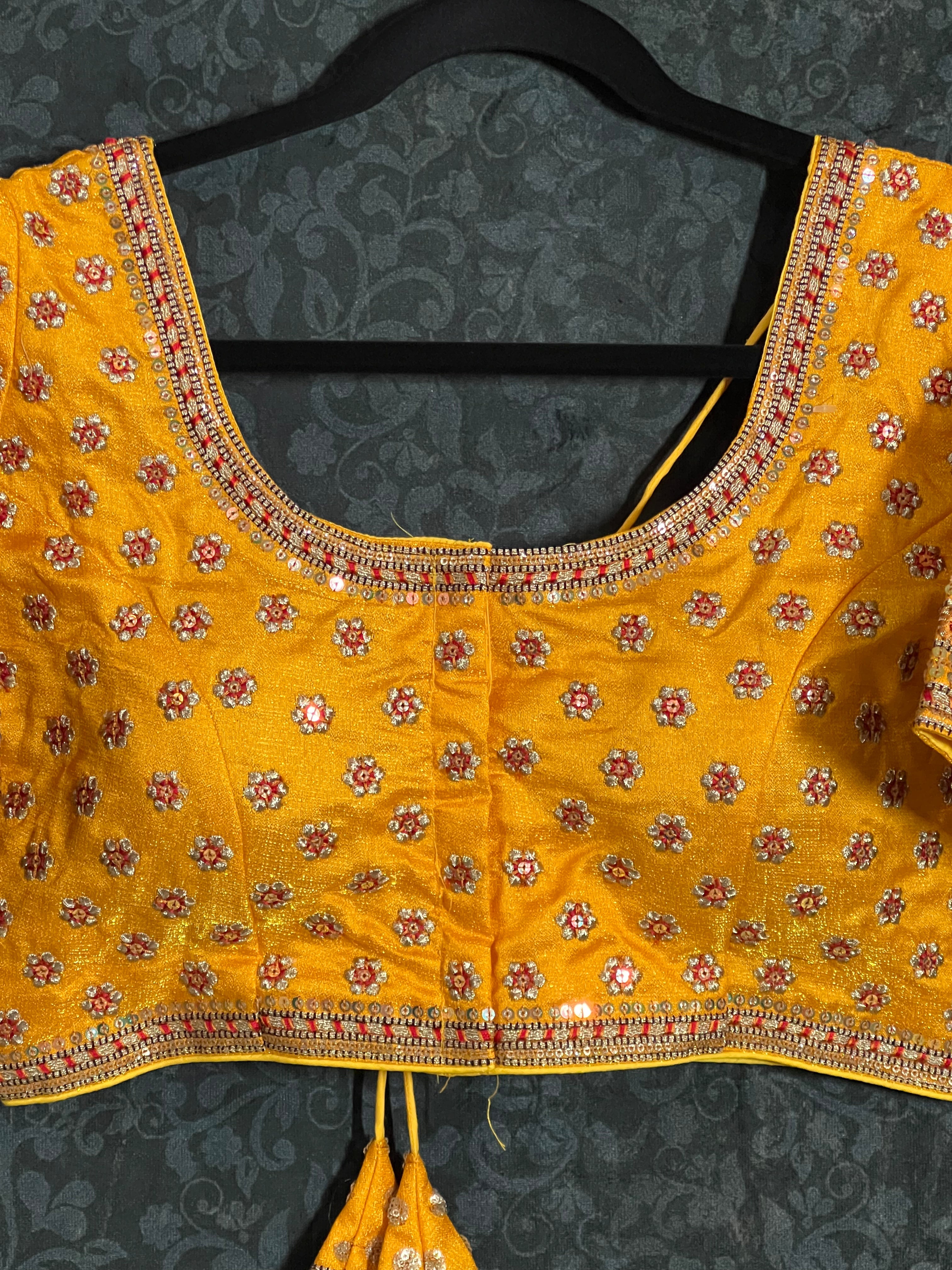 Yellow embroidered blouse / front hook blouse by Kurti Connection USA