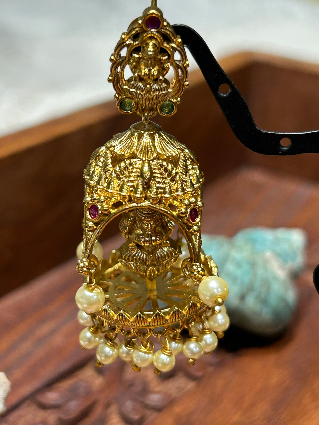 Temple jewelry/ Lakshmi earrings by Kurti Connection USA