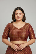 Dark maroon Brocade blouse by Kurti Connection USA