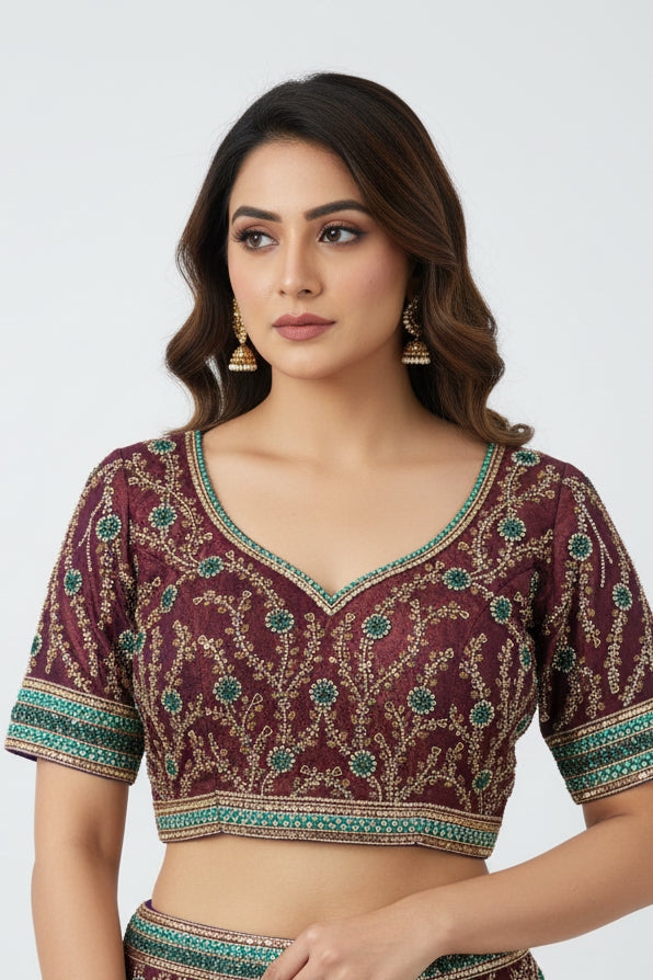 Heavy embroidery work blouse by Kurti Connection USA