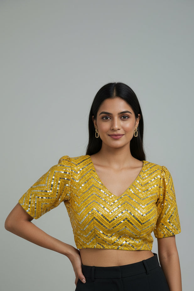 Sequin work blouse by Kurti Connection USA