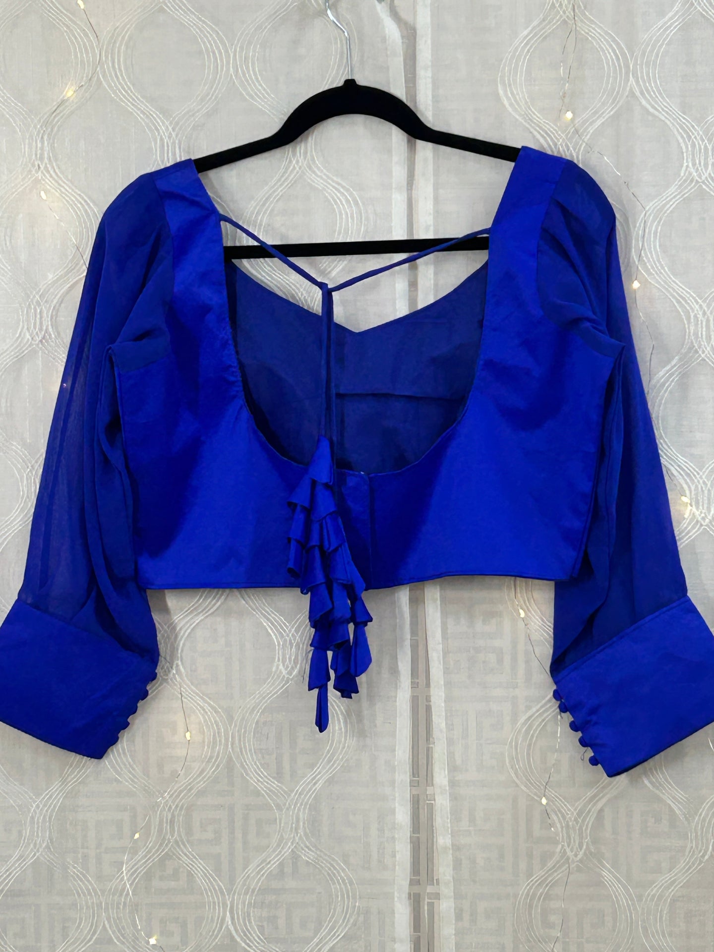 Royal blue silk blouse by Kurti Connection USA