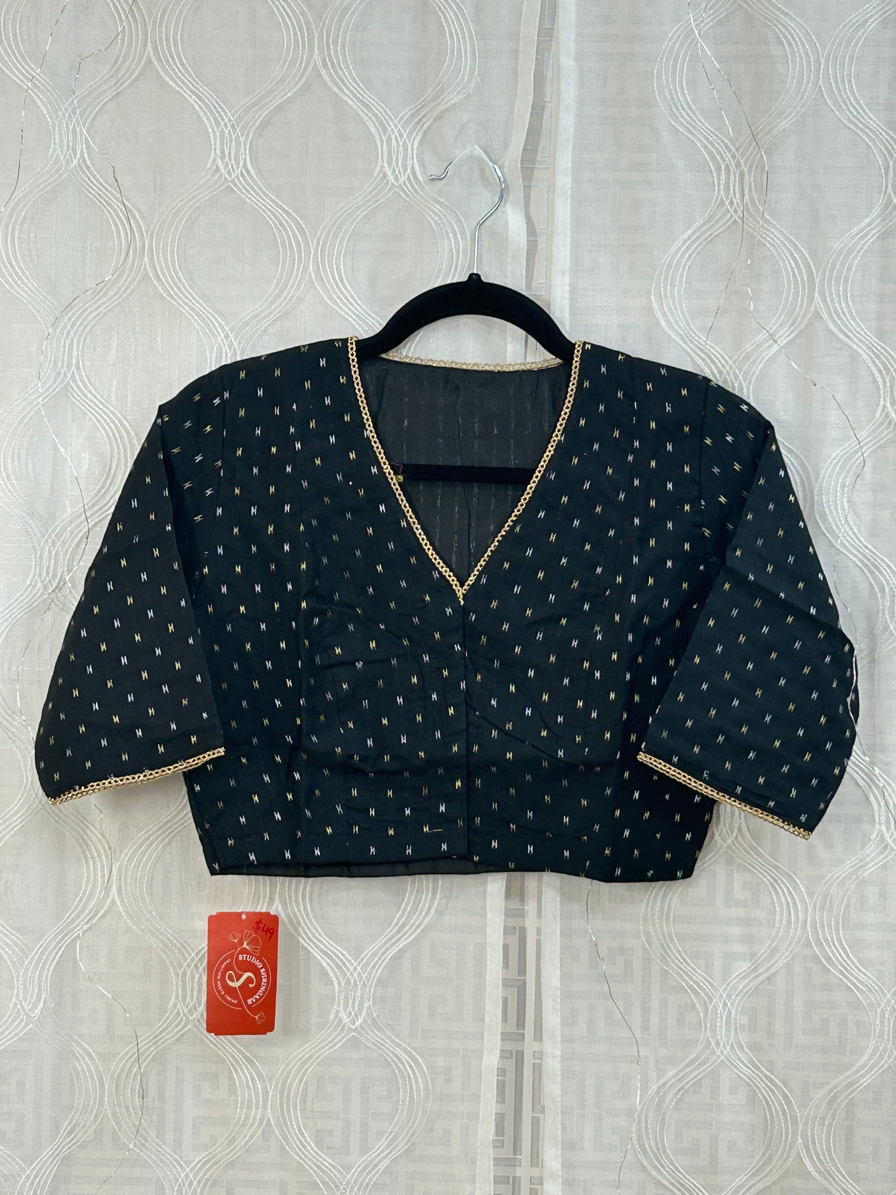 Black cotton blouse by Kurti Connection USA