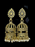 Matt antique gold finish earrings by Kurti Connection USA