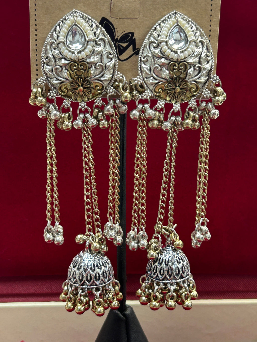 Dual tone Kashmiri earrings by Kurti Connection USA
