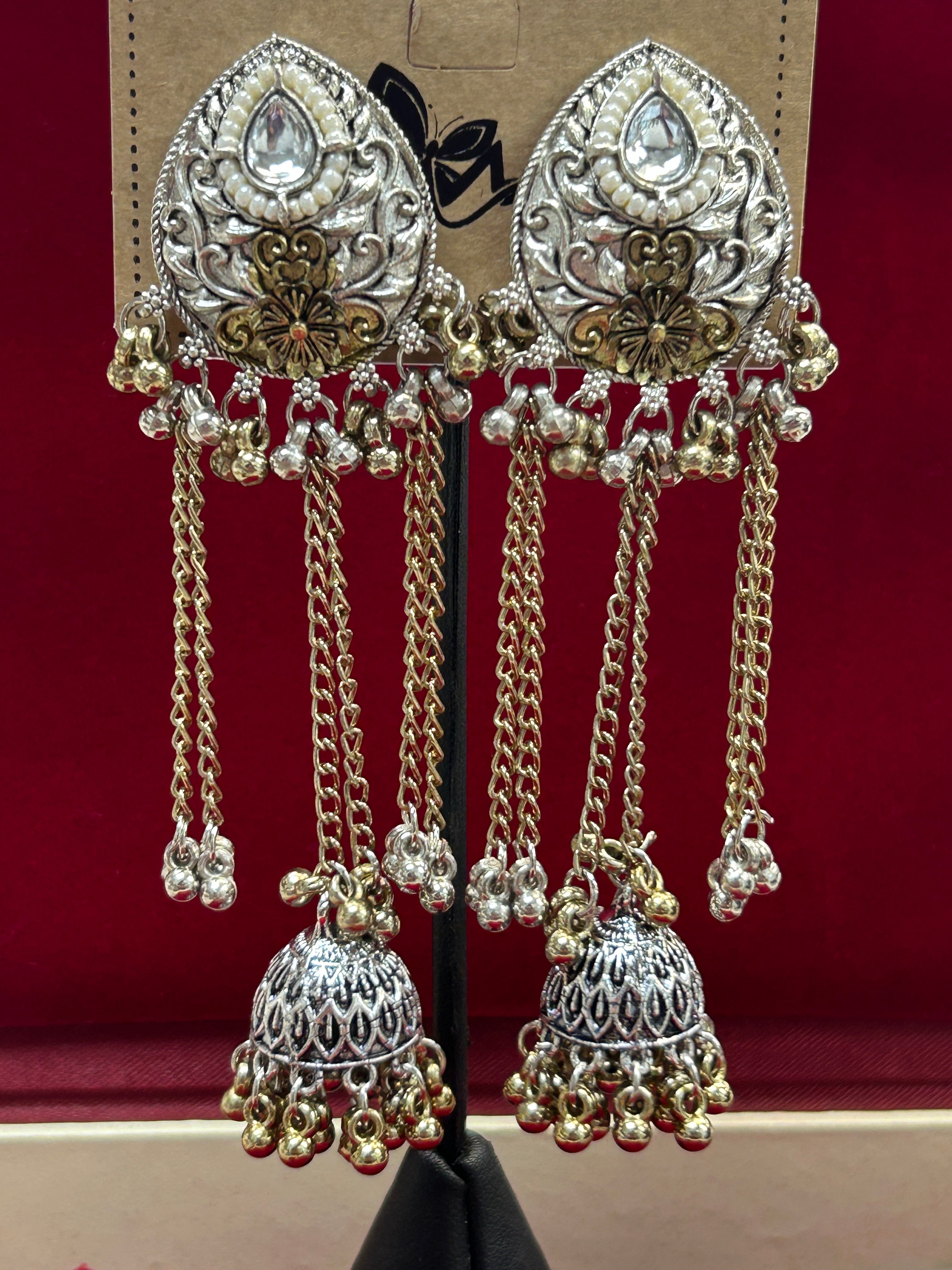 Dual tone Kashmiri earrings by Kurti Connection USA