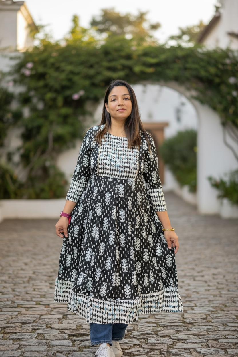 Jaipur cotton block printed Kurti by Kurti Connection USA