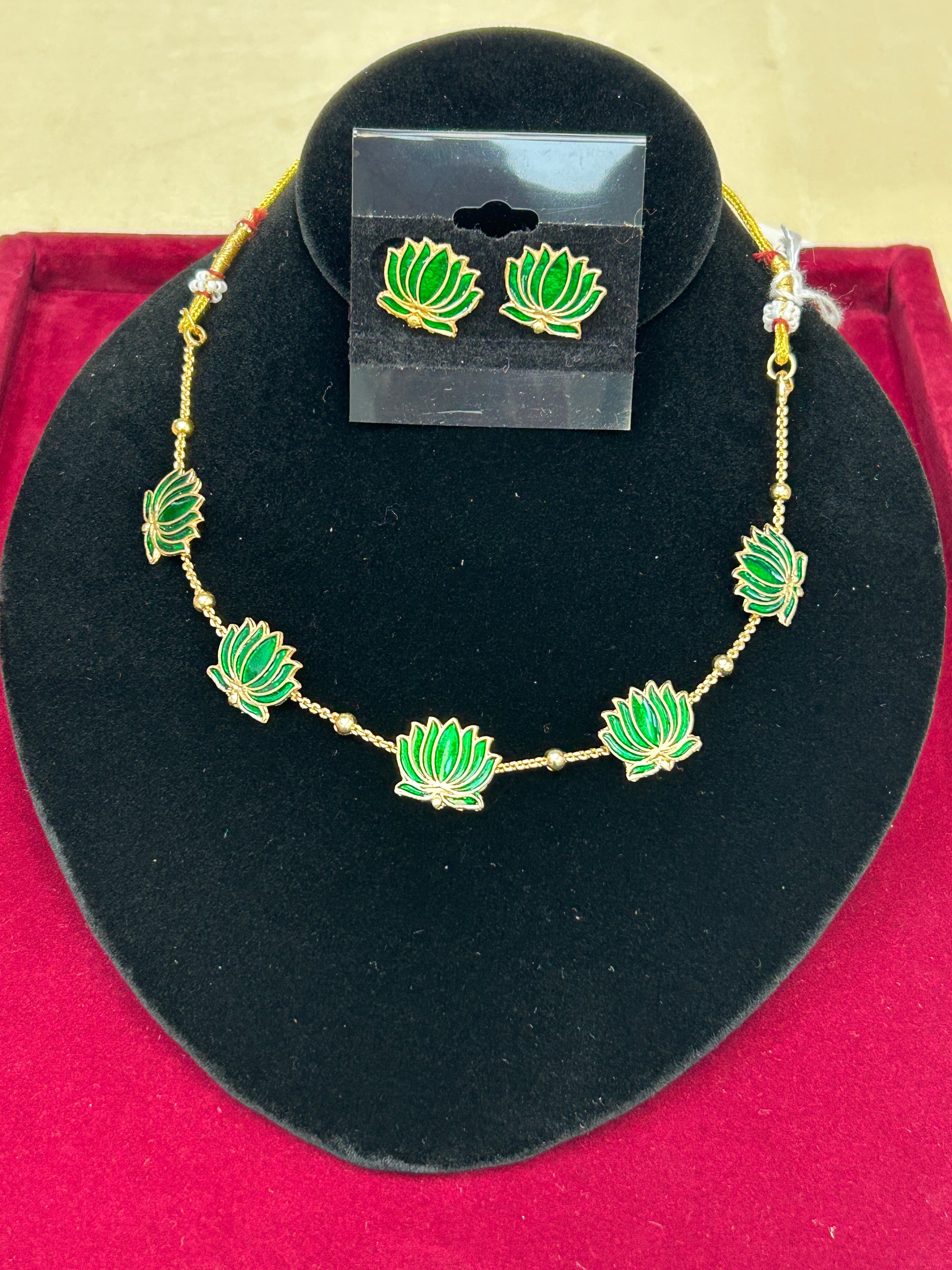 Lotus necklace set by Kurti Connection USA