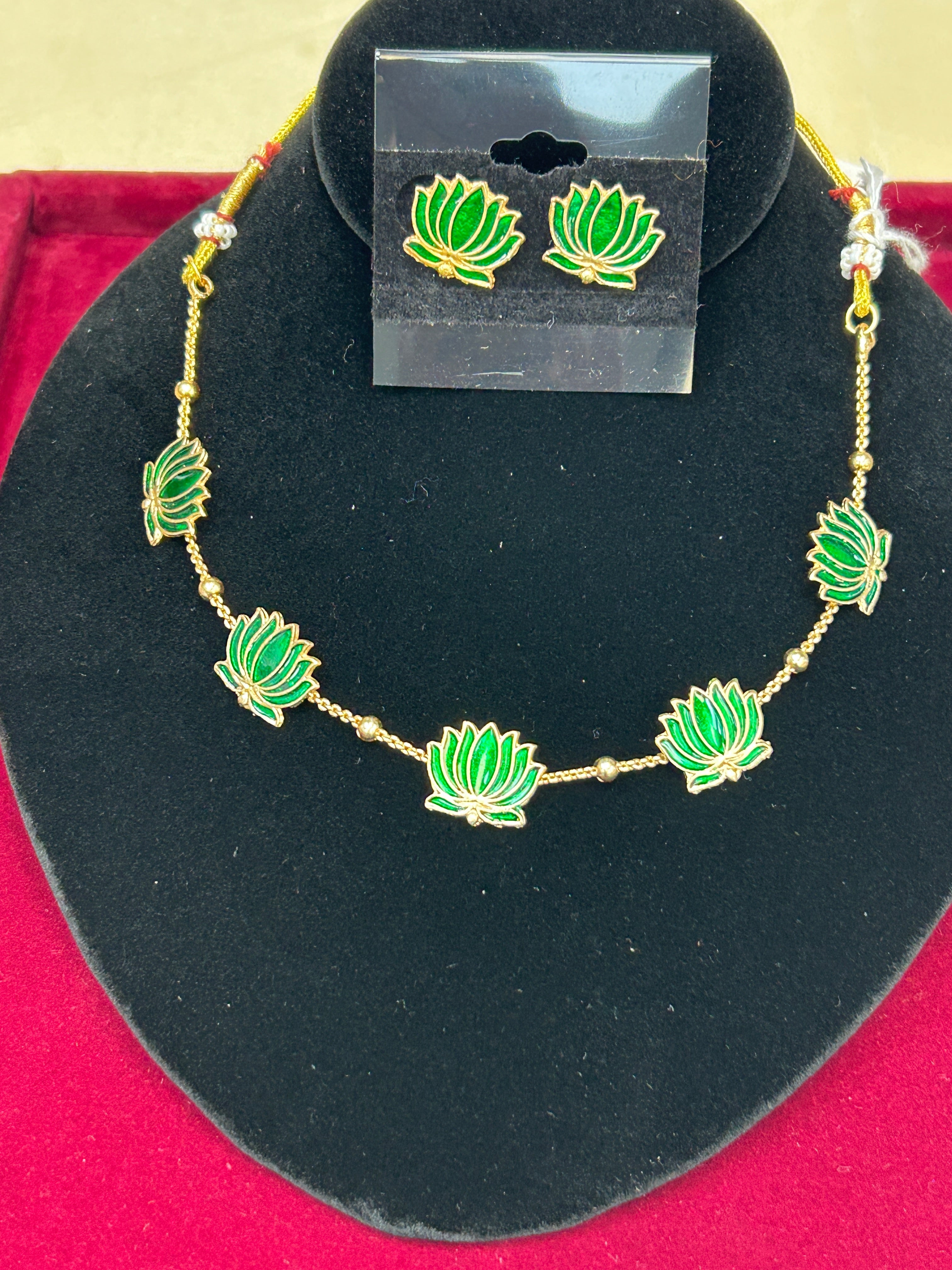 Lotus necklace set by Kurti Connection USA