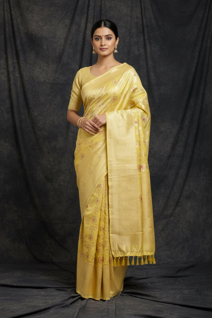 Linen cotton saree by Kurti Connection USA