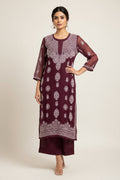 Chiffon Chikankari kurti by Kurti Connection USA