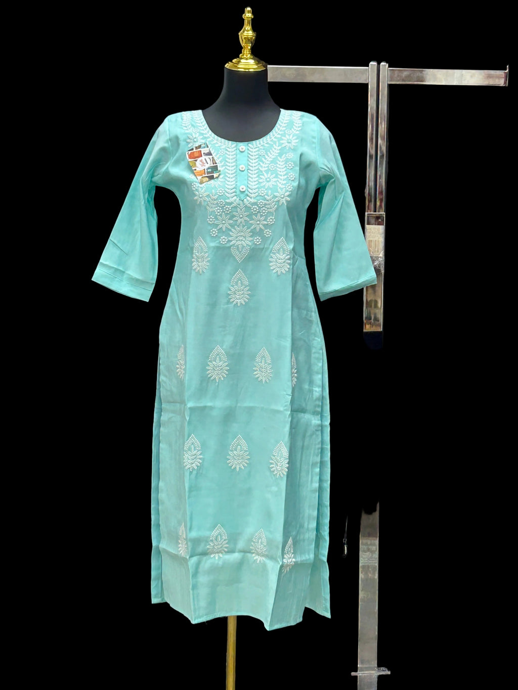 Chikankari modal silk kurti by Kurti Connection USA