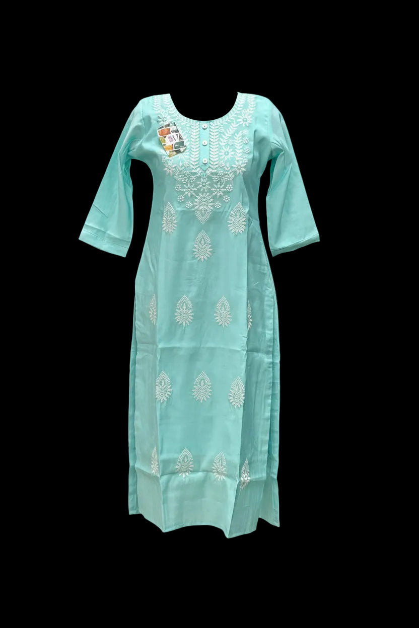 Chikankari modal silk kurti by Kurti Connection USA