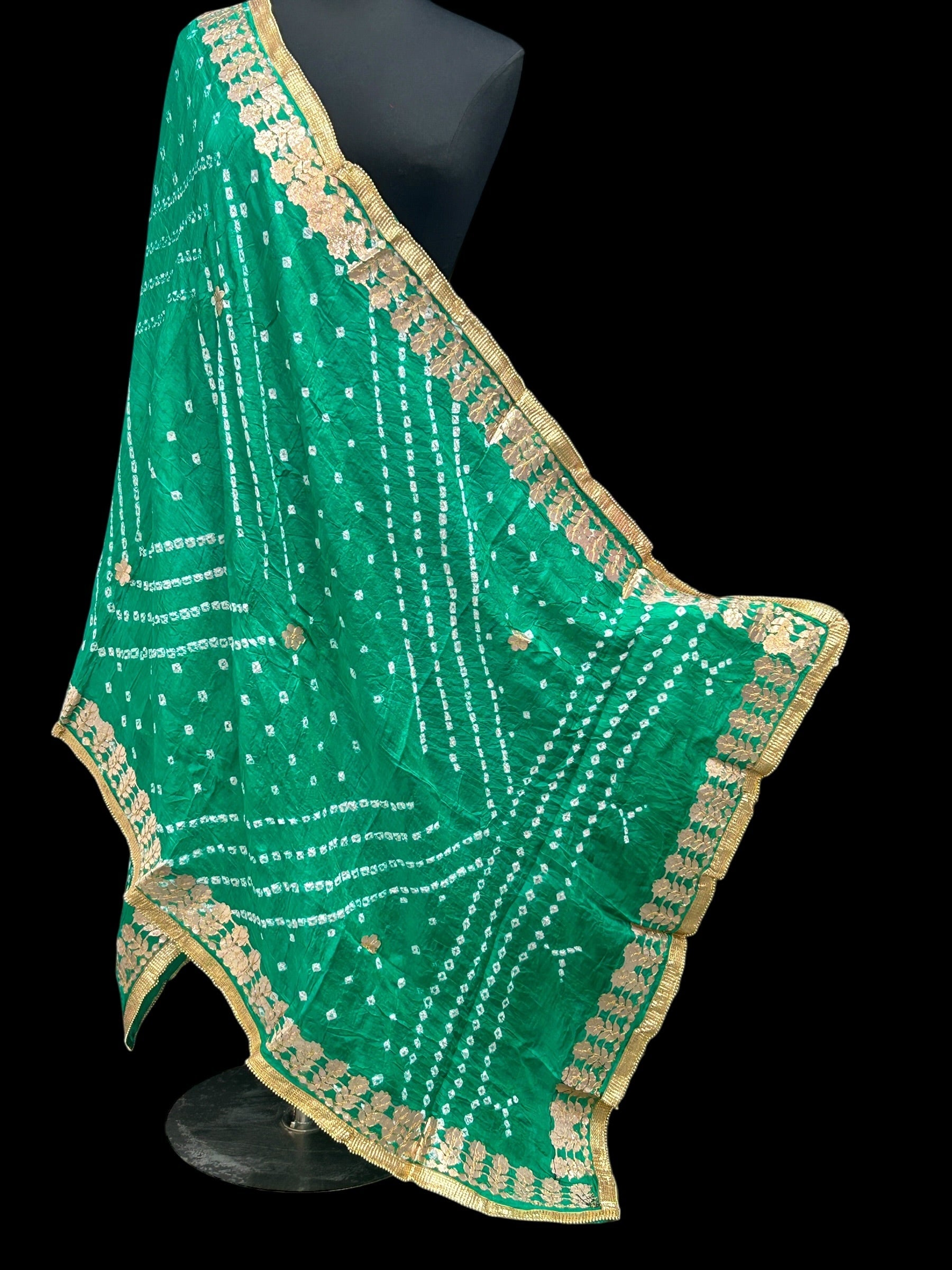 Sea green Bandhani dupatta by Kurti Connection USA